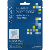 Andalou Naturals Facial Mask, Hydro Serum, Coconut Water, Instant Pure Pore, Clarifying