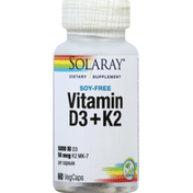 Solaray Vitamin D3+K2, Soy Free, VegCaps