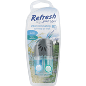 Refresh Your Car Scented Oil Wick, Odor Eliminating, Dual Scent, Summer Breeze/Alpine Meadow