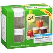 Ball Reg; Set Of 4 4 Ounce Smooth Jars With Plastic Caps