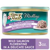 Purely Fancy Feast Wet Cat Food, Medleys Wild Salmon Florentine With Garden Greens in Delicate Sauce