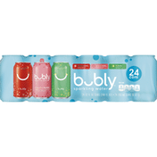 bubly Sparkling Water, Strawberry/Grapefruit/Lime, 24 Pack