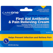 CareOne First Aid Antibiotic Cream/Pain Relieving Cream, Maximum Strength