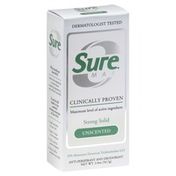 Sure Anti-Perspirant and Deodorant, Strong Solid, Unscented