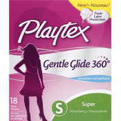 Playtex Tampons, Plastic, Super Absorbency, Unscented