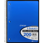 Top Flight Notebook, 5 Subject, College Rule, 200 Sheets