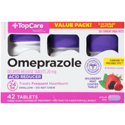 TopCare Omeprazole 20 Mg Acid Reducer Delayed Release Coated Tablets, Wildberry Mint