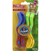 Nûby Fork and Spoons, Fun Feeding, 12+ Months
