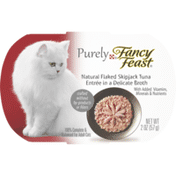 Purely Fancy Feast Natural Grain Free Broth Wet Cat Food, Purely Natural Flaked Skipjack Tuna Entree