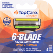 TopCare Razor Cartridges, 6-Blade with Trimmer