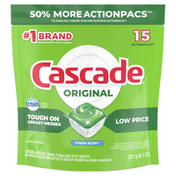 Cascade Dishwasher Detergent Actionpacs, Fresh Scent
