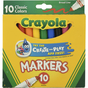 Crayola Markers, Nontoxic, Classic Colors, Broad Line