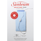Sunbeam Heating Pad with Cover, Vinyl, Light Blue, King Size
