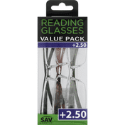 Sav Reading Glasses, +2.50, Value Pack