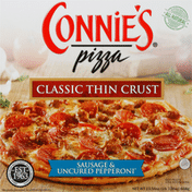 Connie's Pizza Pizza, Classic Thin Crust, Sausage & Uncured Pepperoni