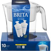 Brita Large Cup Water Filter Pitcher with Standard Filters, BPA Free, Lake, White