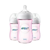 Philips Avent Avent Natural Baby Bottle, Pink, 9oz, 3pk, SCF013/39