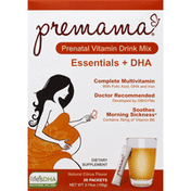 Premama Vitamin Drink Mix, Prenatal, Essentials + DHA, Packets, Natural Citrus Flavor