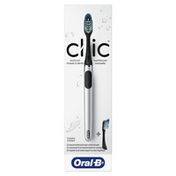 Oral-B Manual Toothbrush, Chrome Black, With 2 Replaceable Brush Heads And