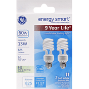 GE Light Bulbs, Instant On, General Purpose CFL, Soft White, 13 Watts