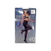 Secret Collection Size C Nearly Black Control Top Medium Support Leg & Reinforced Toe Pantyhose