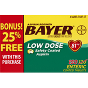 Bayer Aspirin Regimen, Low Dose, 81 mg, Enteric Coated Tablets