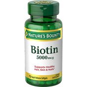 Nature's Bounty Biotin, 5000 mcg, Rapid Release Softgels