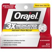 Orajel 3X For Toothache & Gum Pain: Maximum Gel Tube- From #1 Oral Pain Relief Brand-  For Instant Pain Relief