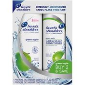 Head & Shoulders Head and Shoulders Green Apple Anti-Dandruff Shampoo and Conditioner Dual Pack, 27 Fl Oz  Hair Care