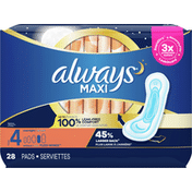 Always Maxi Overnight Pads Without Wings Unscented