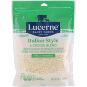 Lucerne Shredded Cheese, 6 Cheese Blend, Finely, Italian Style