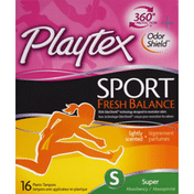 Playtex Tampons, Plastic, Super Absorbency, Lightly Scented