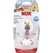 NUK Pacifier & Clip, Orthodontic, Silicone, Disney Winnie the Pooh, 0-6 M