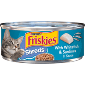 Friskies Wet Cat Food, Shreds With Whitefish & Sardines in Sauce