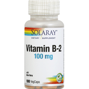 Solaray Vitamin B-2, with Aloe Vera, 100 mg, VegCap