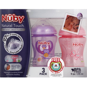 Nûby Bottles, Infant, 9 Ounce, 3 Pack