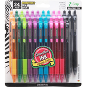 Zebra Pens, Ballpoint, Advanced Assorted Ink, Med Point, 24 Pack