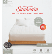 Sunbeam Mattress Pad, Heated Quilted, Standard, Queen