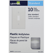 Leviton Plastic Wallplates, White, Standard, 10 Pack