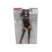Secret Collection Size C or D Black Silky Thigh High