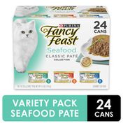 Purely Fancy Feast Grain Free Pate Wet Cat Food Variety Pack, Seafood Classic Pate Collection