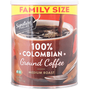 Signature Select Coffee, Ground, Medium Roast, 100% Colombian, Family Size