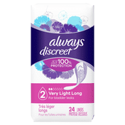 Always Discreet Incontinence Liners, Very Light Absorbency, Long Length