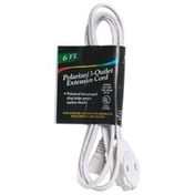 Handy Solutions Polarized Extension Cord, 3-Outlet, White, 6-Feet