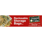 Natural Value Storage Bags, Reclosable, Quart Size