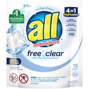 all Detergent, with Stainlifters, HE, Free Clear, Pouch