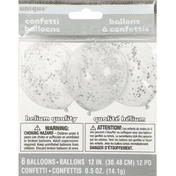 Unique Balloons, Confetti, 12 Inch