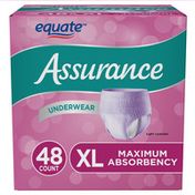 Equate Assurance Maximum Absorbency Light Lavender Women's Underwear, XL, 48 count