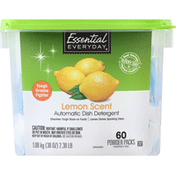 Essential Everyday Automatic Dish Detergent, Lemon Scent, Powder Packs