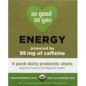So Good So You Probiotic Shot, Energy, 4 Pack